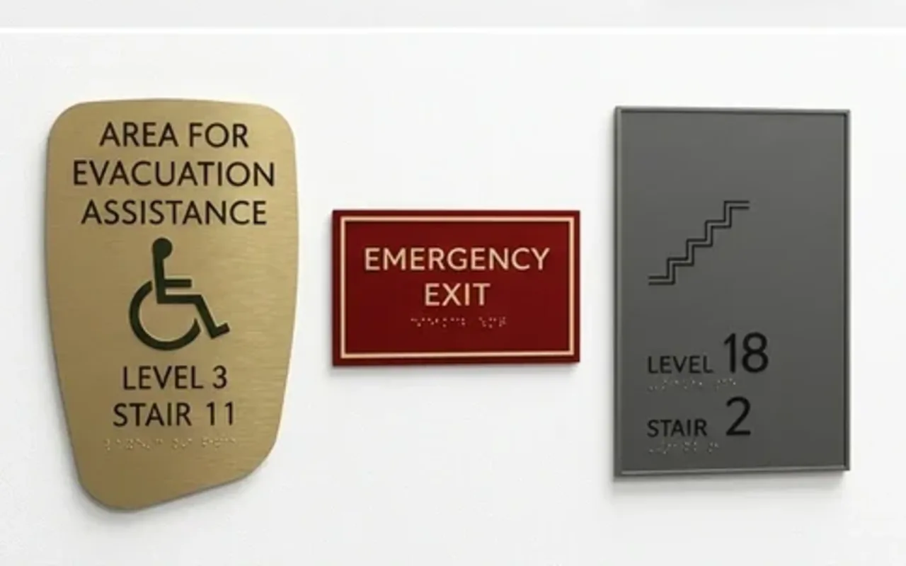 Close-up of tactile lettering and Grade 2 Braille